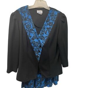 Vintage Black and Blue Women's Suit, 10